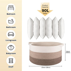 OIAHOMY 90L basket with handles highlights portable laundry organization around the house.