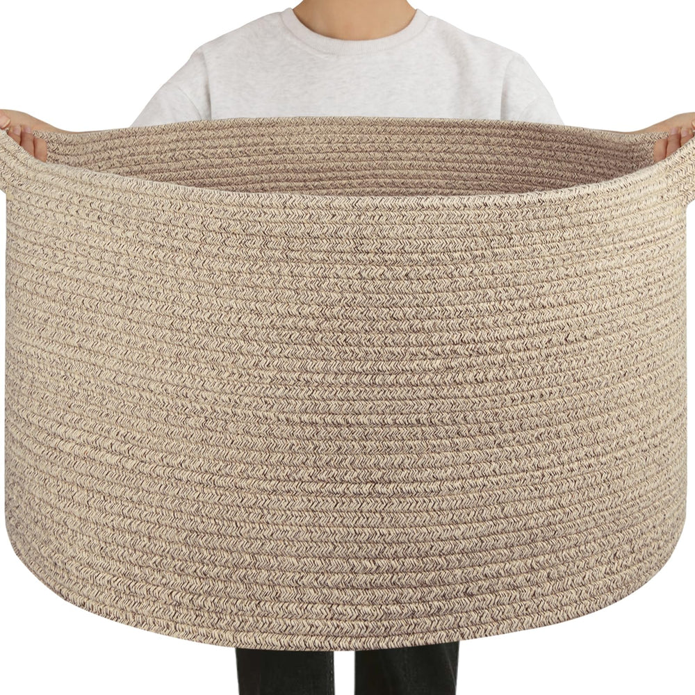 OIAHOMY 90L blanket basket in living room stores blankets neatly for easy access.