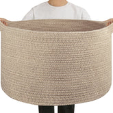 OIAHOMY 90L blanket basket in living room stores blankets neatly for easy access.