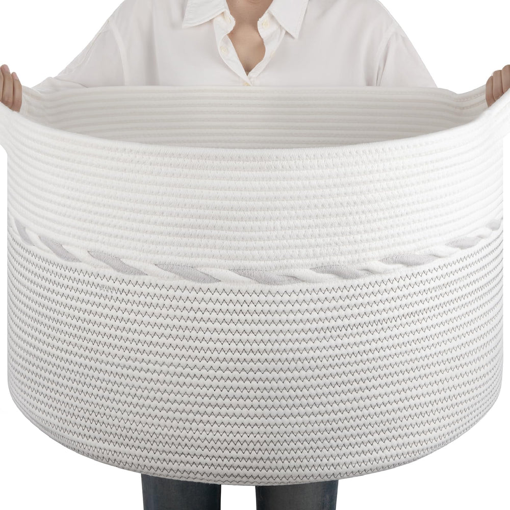 OIAHOMY 90L blanket basket in living room keeps blankets organized and accessible