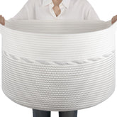 OIAHOMY 90L blanket basket in living room keeps blankets organized and accessible