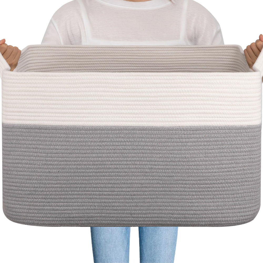 OIAHOMY 95L Blanket Basket closeup weave showing durable cotton rope