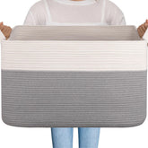 OIAHOMY 95L Blanket Basket closeup weave showing durable cotton rope