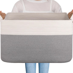 OIAHOMY 95L Blanket Basket closeup weave showing durable cotton rope