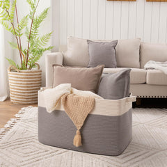 OIAHOMY 95L Blanket Basket double-stitched handle detail for lasting grip