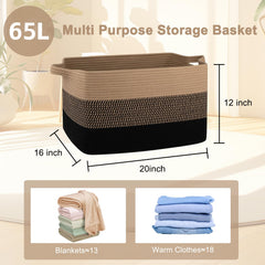 OIAHOMY basket with reinforced handles easy to carry between rooms