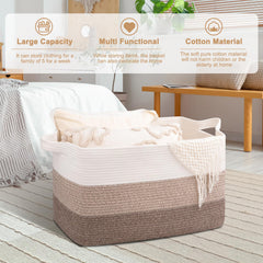 OIAHOMY blanket basket 24x17x14 highlights dimensions and stable shape for storage.