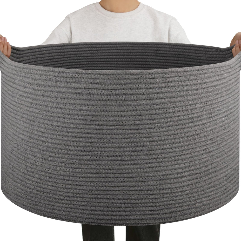 OIAHOMY blanket basket front view shows sturdy organization for blankets and pillows