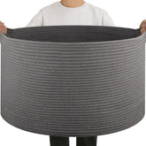 OIAHOMY blanket basket front view shows sturdy organization for blankets and pillows