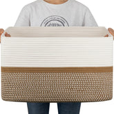 OIAHOMY blanket basket front view with sturdy handles for easy relocation