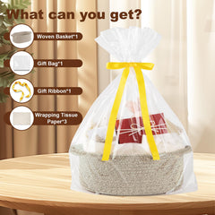 OIAHOMY brown woven basket showing sturdy cotton weave for home organization.