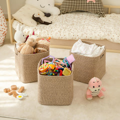 OIAHOMY cotton rope basket handle closeup for easy grabbing and organizing