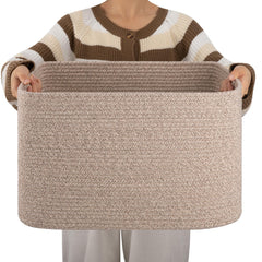 OIAHOMY cotton rope basket for rectangle storage keeps rooms tidy.