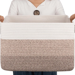 OIAHOMY cotton rope basket gradient yellow with sturdy handles for easy laundry transport
