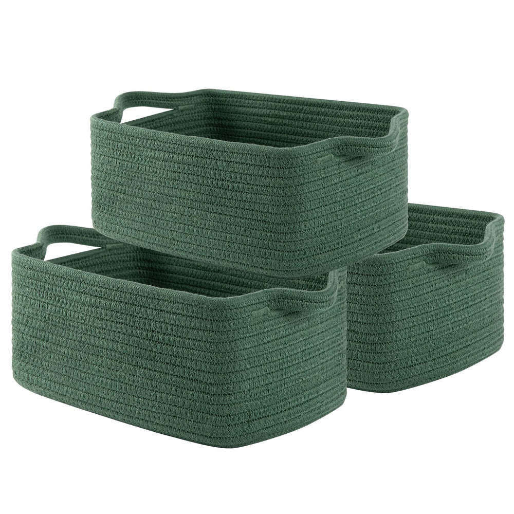 OIAHOMY cotton rope storage basket green for nursery organization.
