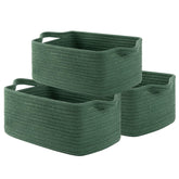 OIAHOMY cotton rope storage basket green for nursery organization.