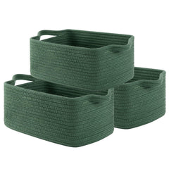 OIAHOMY cotton rope storage basket green for nursery organization.