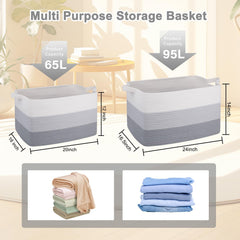 OIAHOMY cotton rope storage basket close-up of natural material