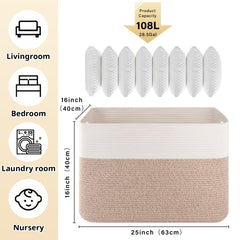 OIAHOMY cotton rope storage basket safe for kids and pets.