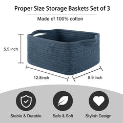 OIAHOMY cotton rope basket folded flat demonstrates space-saving design.