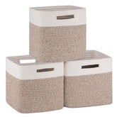 OIAHOMY cube storage basket close-up showing reinforced handles for easy transport.