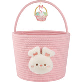 OIAHOMY Easter Basket with Handle pink, portable for egg hunts.
