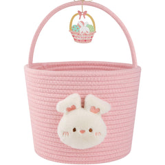OIAHOMY Easter Basket with Handle pink, portable for egg hunts.
