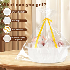 OIAHOMY gift basket with gift bag and ribbon illustrating ready-to-gift packaging.