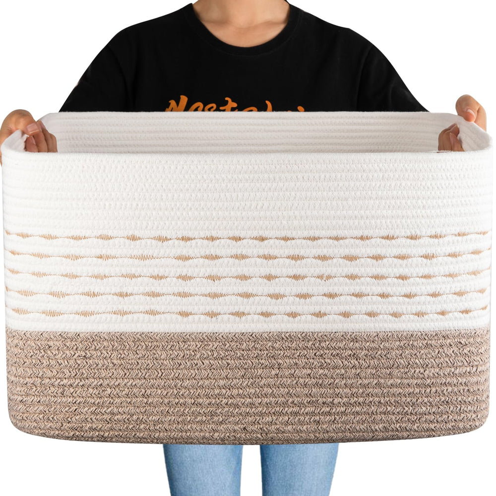 OIAHOMY large blanket basket overview showcasing generous storage capacity for blankets