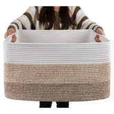 OIAHOMY blanket basket front view in gradient yellow, tidy living room storage.