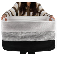 OIAHOMY large blanket basket rectangle 22x17x12 keeps blankets organized and accessible in gradient black.