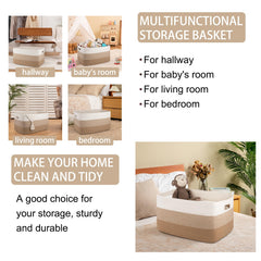 OIAHOMY rectangle blanket basket in living room for blankets and cushions