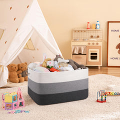 OIAHOMY large blanket basket side view showing generous 22x17x12 size for blankets