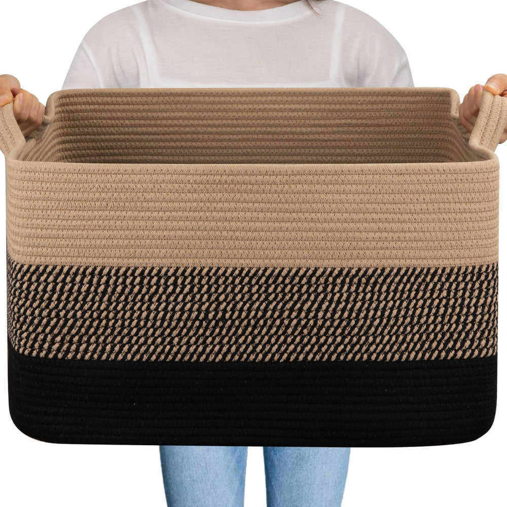 OIAHOMY large storage basket cotton rope weave for durable blanket storage