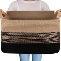 OIAHOMY large storage basket cotton rope weave for durable blanket storage