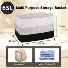 OIAHOMY large storage basket folded for space-saving storage.