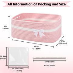 OIAHOMY pink woven storage basket closeup shows soft cotton and no odor.