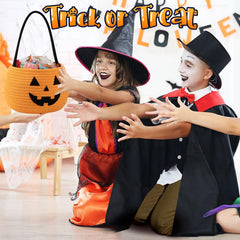 OIAHOMY pumpkin basket decor setup complements Halloween table or entryway
