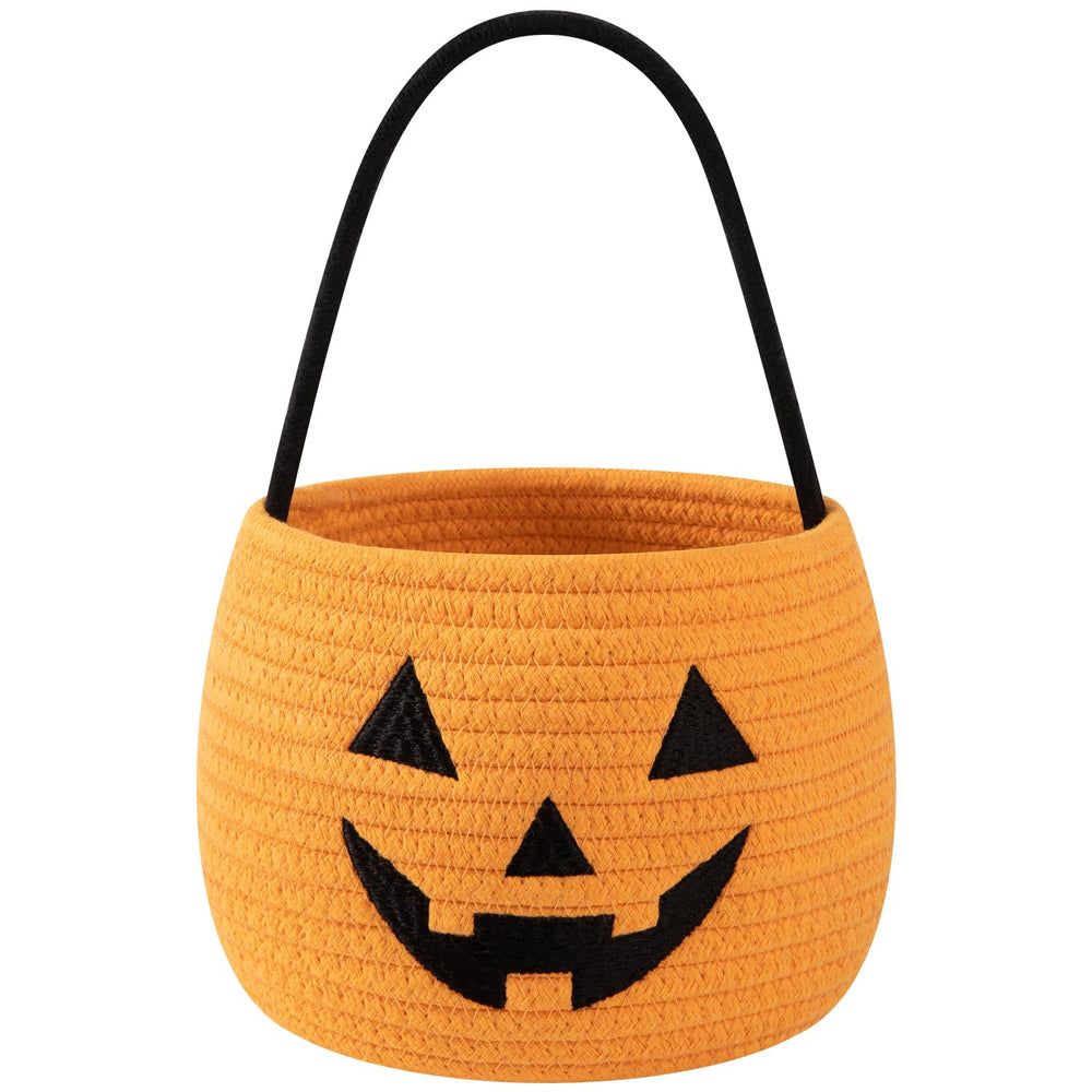 OIAHOMY pumpkin basket front view for festive trick-or-treat candy collection