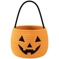 OIAHOMY pumpkin basket front view for festive trick-or-treat candy collection