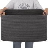 OIAHOMY rectangle blanket basket filled with throws for living room organization.