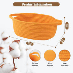 OIAHOMY small rope basket with sturdy side handles for easy transport.