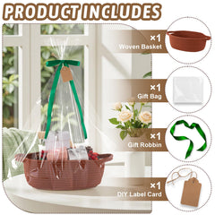 OIAHOMY rust red basket with ribbon showcases gift-ready presentation and decor versatility