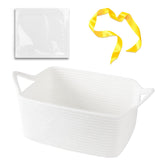 OIAHOMY small woven rope basket in white, front view for stylish gift storage.