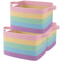 OIAHOMY storage basket 3-pack rainbow pastel for toy organization.