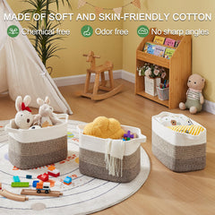 OIAHOMY bathroom towel organizer basket highlighting soft cotton rope texture.