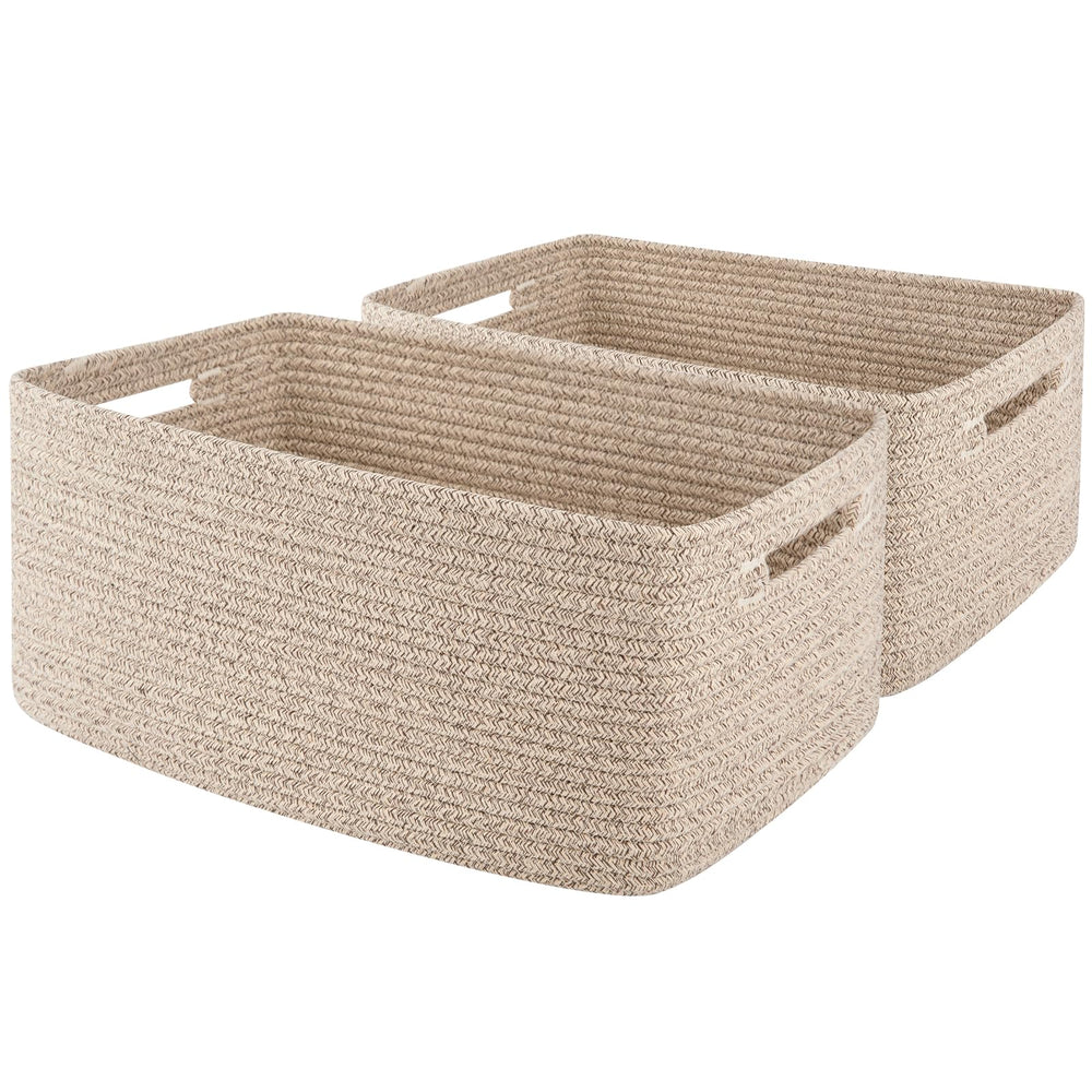 OIAHOMY storage basket front view shows versatile two-pack closet organization and clutter reduction.