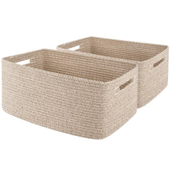 OIAHOMY storage basket front view shows versatile two-pack closet organization and clutter reduction.