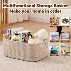 OIAHOMY storage basket handles in use for easy transport across rooms.