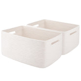 OIAHOMY storage basket 2-pack white on shelf for tidy closet organization.